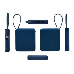 Внешний аккумулятор со встроенным кабелем USB-C «Дэнси», 5000 мАч, темно-синий