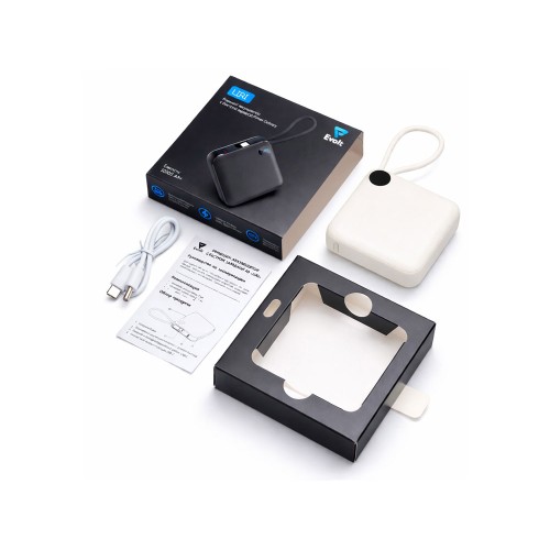 Внешний аккумулятор со встроенным кабелем «Liri», QC/PD, 10000 мАч, теплый белый