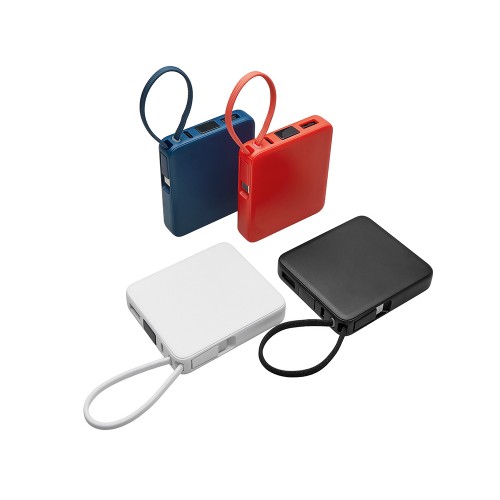 Внешний аккумулятор со встроенным кабелем USB-C «Дэнси», 5000 мАч, черный