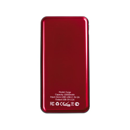 Внешний аккумулятор «Forge» v.2, металл, 10000mah, красный