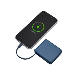 Внешний аккумулятор со встроенным кабелем USB-C «Дэнси», 5000 мАч, темно-синий