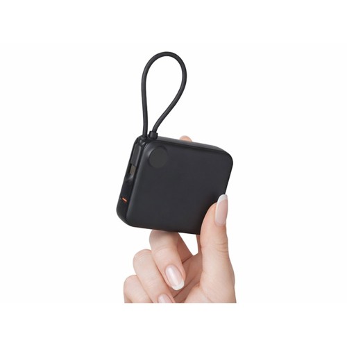 Внешний аккумулятор со встроенным кабелем «Liri», QC/PD, 10000 мАч, черный