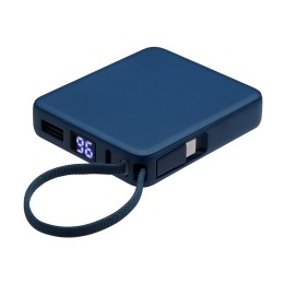 Внешний аккумулятор со встроенным кабелем USB-C «Дэнси», 5000 мАч, темно-синий