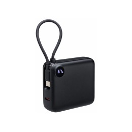 Внешний аккумулятор со встроенным кабелем «Liri», QC/PD, 10000 мАч, черный