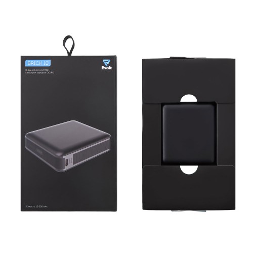 Внешний аккумулятор «Brick 10» с быстрой зарядкой QC/PD, 10000 мАч, черный