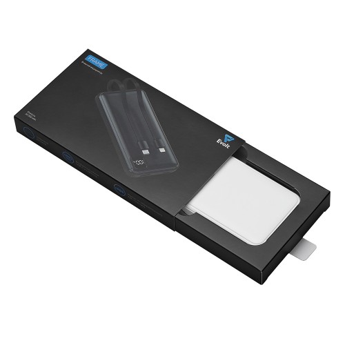 Внешний аккумулятор со встроенными кабелями «Фрэйм», 10000мач, белый