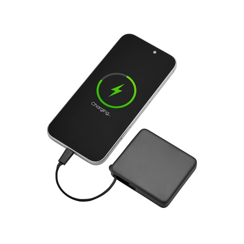 Внешний аккумулятор со встроенным кабелем USB-C «Дэнси», 5000 мАч, черный