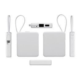 Внешний аккумулятор со встроенным кабелем USB-C «Дэнси», 5000 мАч, белый