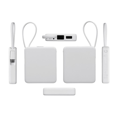 Внешний аккумулятор со встроенным кабелем USB-C «Дэнси», 5000 мАч, белый