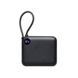 Внешний аккумулятор со встроенным кабелем «Liri», QC/PD, 10000 мАч, черный