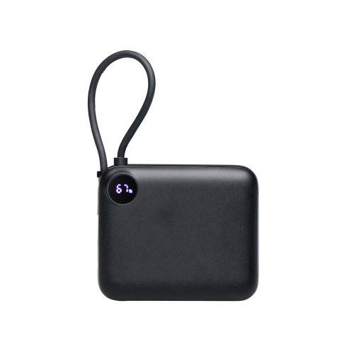 Внешний аккумулятор со встроенным кабелем «Liri», QC/PD, 10000 мАч, черный