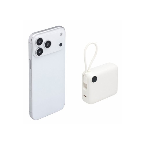 Внешний аккумулятор со встроенным кабелем «Liri», QC/PD, 10000 мАч, теплый белый