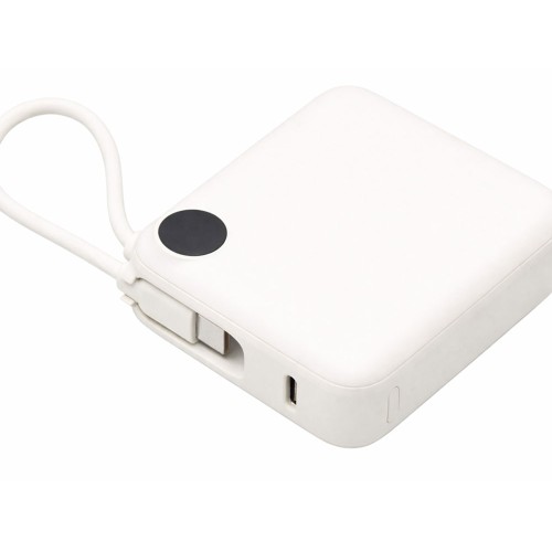 Внешний аккумулятор со встроенным кабелем «Liri», QC/PD, 10000 мАч, теплый белый