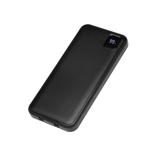 Внешний аккумулятор со встроенными кабелями «Фрэйм», 10000мач, черный