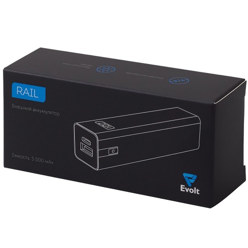 Внешний аккумулятор «Rail», 5000 mAh, темно-серый