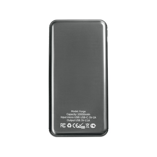 Внешний аккумулятор «Forge» v.2, металл, 10000mah, серый