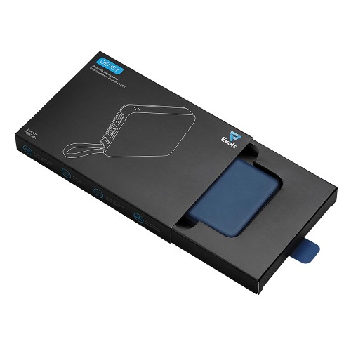 Внешний аккумулятор со встроенным кабелем USB-C «Дэнси», 5000 мАч, темно-синий