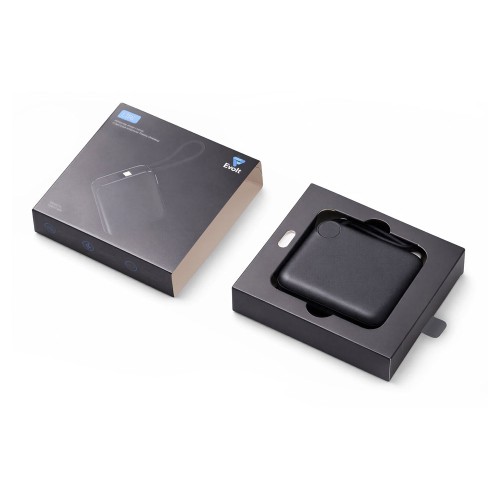 Внешний аккумулятор со встроенным кабелем «Liri», QC/PD, 10000 мАч, черный