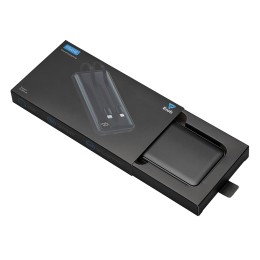 Внешний аккумулятор со встроенными кабелями «Фрэйм», 10000мач, черный