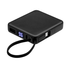 Внешний аккумулятор со встроенным кабелем USB-C «Дэнси», 5000 мАч, черный