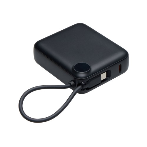 Внешний аккумулятор со встроенным кабелем «Liri», QC/PD, 10000 мАч, черный