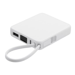 Внешний аккумулятор со встроенным кабелем USB-C «Дэнси», 5000 мАч, белый