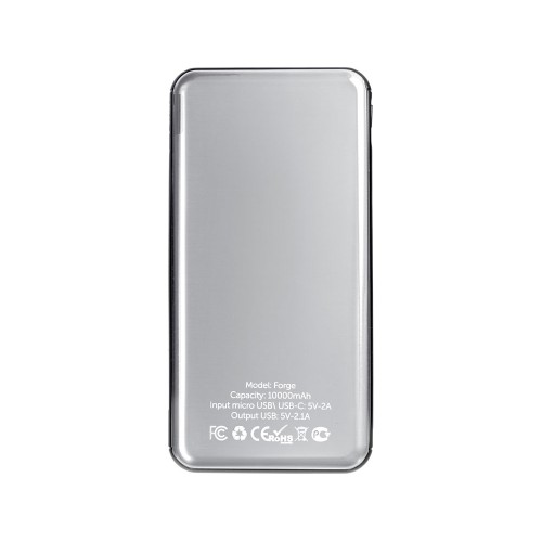 Внешний аккумулятор «Forge» v.2, металл, 10000mah, серебристый