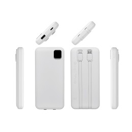 Внешний аккумулятор со встроенными кабелями «Фрэйм», 10000мач, белый