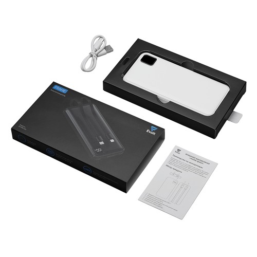 Внешний аккумулятор со встроенными кабелями «Фрэйм», 10000мач, белый