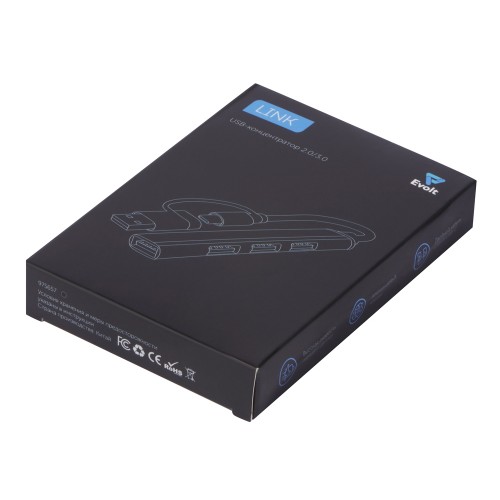 USB-хаб «Link» с коннектором 2-в-1 USB-C и USB-A, 2.0/3.0, черный