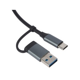USB-хаб «Link» с коннектором 2-в-1 USB-C и USB-A, 2.0/3.0, серый