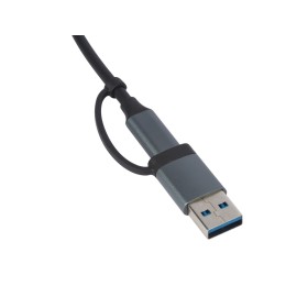 USB-хаб «Link» с коннектором 2-в-1 USB-C и USB-A, 2.0/3.0, серый