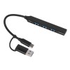 USB-хаб «Link» с коннектором 2-в-1 USB-C и USB-A, 2.0/3.0, черный