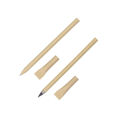Набор из ручки и вечного карандаша из переработанной бумаги "Recycled Duo", натуральный