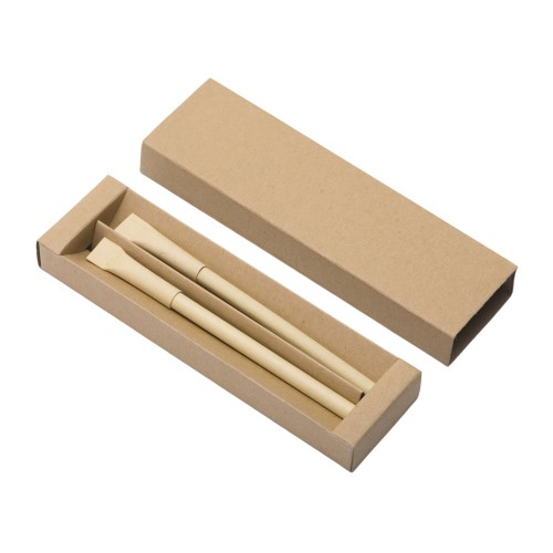 Набор из ручки и вечного карандаша из переработанной бумаги "Recycled Duo", натуральный