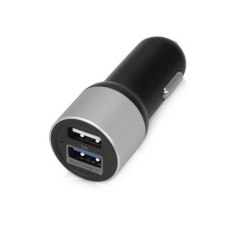 Адаптер автомобильный USB с функцией быстрой зарядки QC 3.0 "TraffIQ", черный/серебристый