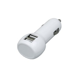 Автомобильная зарядка CC-01, 2 USB порта, белый цвет.