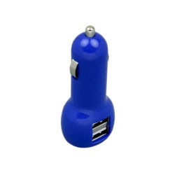 Автомобильная зарядка CC-01, 2 USB порта, синий цвет.