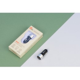 Адаптер автомобильный USB с функцией быстрой зарядки QC 3.0 "TraffIQ", черный/серебристый