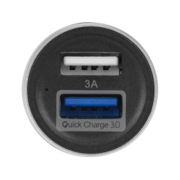Адаптер автомобильный USB с функцией быстрой зарядки QC 3.0 "TraffIQ", черный/серебристый
