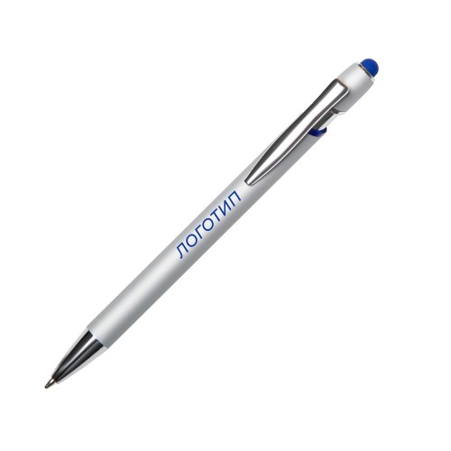 Ручка-стилус металлическая шариковая "Sway  Monochrome" с цветным зеркальным слоем, серебристый с темно-синим
