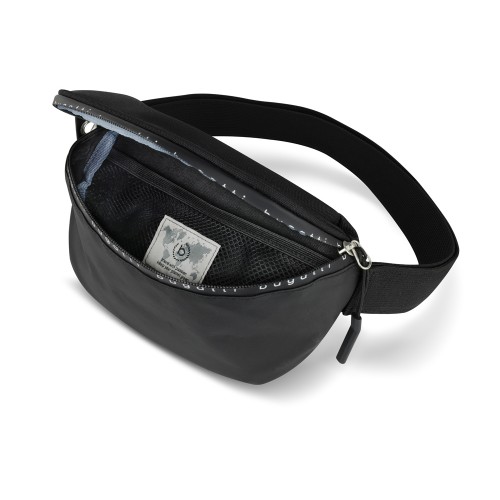 Сумка на пояс BUGATTI БЛАНК ОБЛЕГЧЕННАЯ | BLANC DELIGHT, чёрная, нейлон RPET600D/тарпаулин/полиэстер, 24х11х12,5 см, 2 л