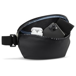 Сумка на пояс BUGATTI БЛАНК ОБЛЕГЧЕННАЯ | BLANC DELIGHT, чёрная, нейлон RPET600D/тарпаулин/полиэстер, 24х11х12,5 см, 2 л