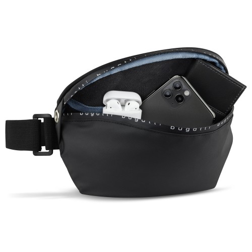 Сумка на пояс BUGATTI БЛАНК ОБЛЕГЧЕННАЯ | BLANC DELIGHT, чёрная, нейлон RPET600D/тарпаулин/полиэстер, 24х11х12,5 см, 2 л