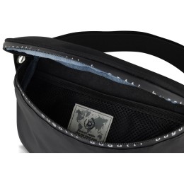 Сумка на пояс BUGATTI БЛАНК ОБЛЕГЧЕННАЯ | BLANC DELIGHT, чёрная, нейлон RPET600D/тарпаулин/полиэстер, 24х11х12,5 см, 2 л