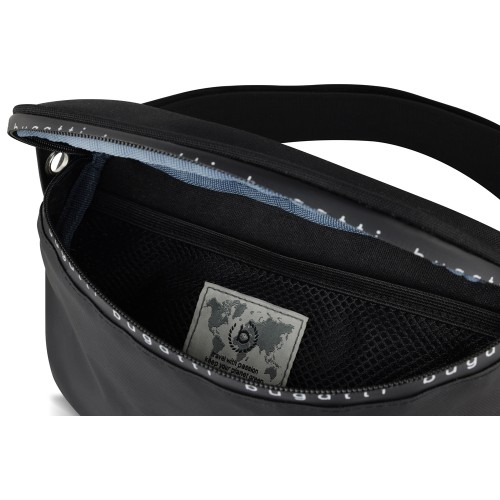 Сумка на пояс BUGATTI БЛАНК ОБЛЕГЧЕННАЯ | BLANC DELIGHT, чёрная, нейлон RPET600D/тарпаулин/полиэстер, 24х11х12,5 см, 2 л