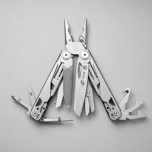 Мультитул Stinger, 107 х 40 мм, 20 функций, нержавеющая сталь, серебристый, в комплекте нейлоновый чехол, в картонной коробке