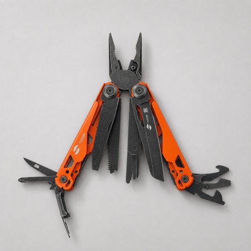 Мультитул Stinger, 107 х 19 мм, 19 функций, сталь, оранжевый корпус, стоунвош, в картонной коробке, в комплекте нейлоновый чехол
