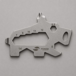 Мини-мультитул карманный Stinger, 61 x 35 мм, 5 функций, кабан, нержавеющая сталь, серебристый, в блистере