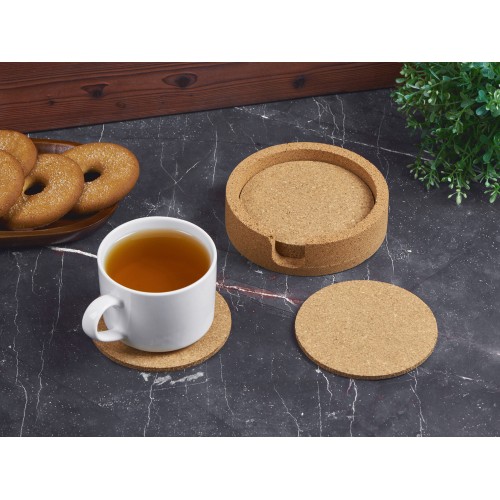 Набор костеров из пробки на подставке из пробки "Krock"